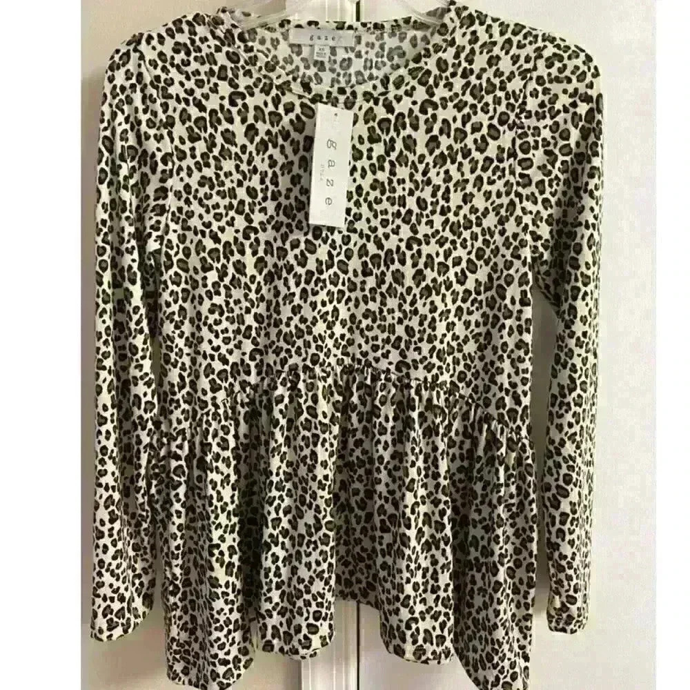 NWT GAZE Leopard Print Ruffle Hem, XS